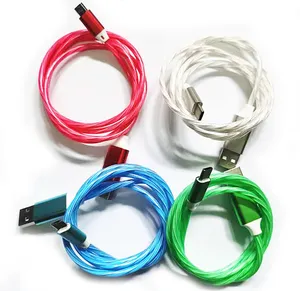 1m flowing light led cable charger LED Flashlight usb phone power cable with led for phone 5 6 8 x xs xr 11 12 13 pro max mini