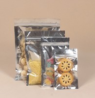Sacs refermables thermoscellables réutilisables en Mylar à trois soudures latérales pour biscuits, gâteaux et aliments, avec fenêtre transparente