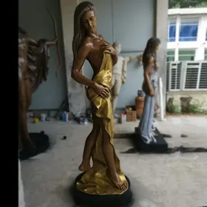 รูปปั้นทองสัมฤทธิ์สำหรับผู้หญิงรูปปั้นทองแดงเปลือยเปลือยขนาดชีวิตรูปปั้นบรอนซ์สาวเซ็กซี่