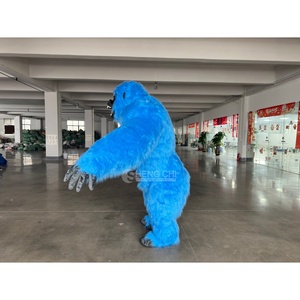 Langhaariges blaues aufblasbares Gorilla-Maskottchen-Kostüm für Erwachsene, Plüsch-King-Kong-Anzug für Karneval, Umzug, Halloween-Party, Aufführung - Product Image 2