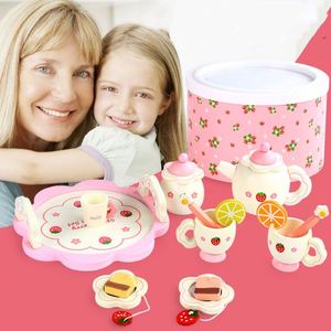Cadeaux pour enfants, accessoires de cuisine, ensemble de thé et de desserts en bois pour les petites filles - Product Image 2