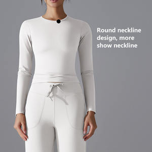 XW-6662+6622 Atasan Olahraga Lembut Laris Manis Kerah Bulat Wanita Celana Nyaman Bernapas Setelan 2 Potong untuk Fitness Olahraga Yoga - Product Image 5