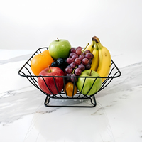 Cesta de Frutas em Metal Preto DaS para Armazenamento de Frutas na Bancada, Suporte Decorativo para Vegetais para Cozinha e Mesa de Jantar