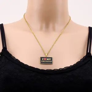 Je m'aime mon papa <span class=keywords><strong>maman</strong></span> EMO petit ami petite amie lettre étanche en acier inoxydable mode bijoux colliers pendentifs en gros - Product Image 3
