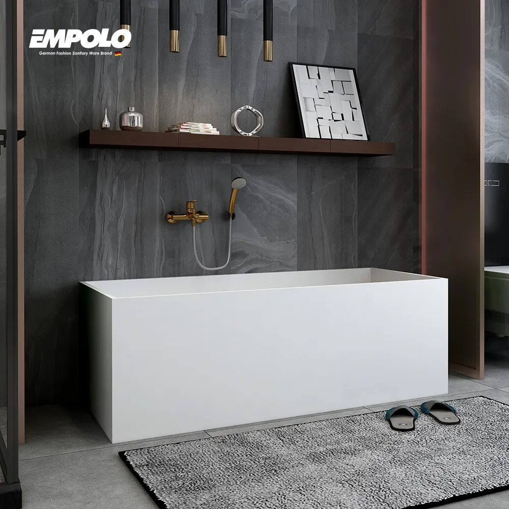 Empolo lüks modern küvet Oval şekilli modern tasarım bağımsız katı yüzey küvet yapay reçine taş bağlantısız banyo