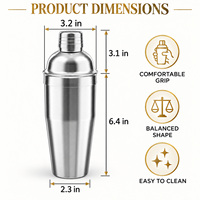 Shaker professionnel en acier inoxydable réutilisable de 250/350/550/750 ml, shaker conique pour mélanger les boissons, shaker à martini, shaker pour barman