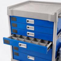 Chariot d'urgence médical moderne à 5 tiroirs avec verrouillage centralisé, en ABS et acier durable, chariot d'hôpital personnalisable, chariot de soins infirmiers avec poteau porte-perfusion