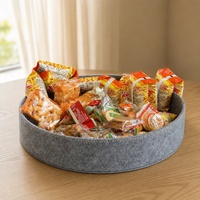 Plateau de rangement rond en feutre, panier peu profond pour collations, clés, jouets, décoration de bureau et table basse