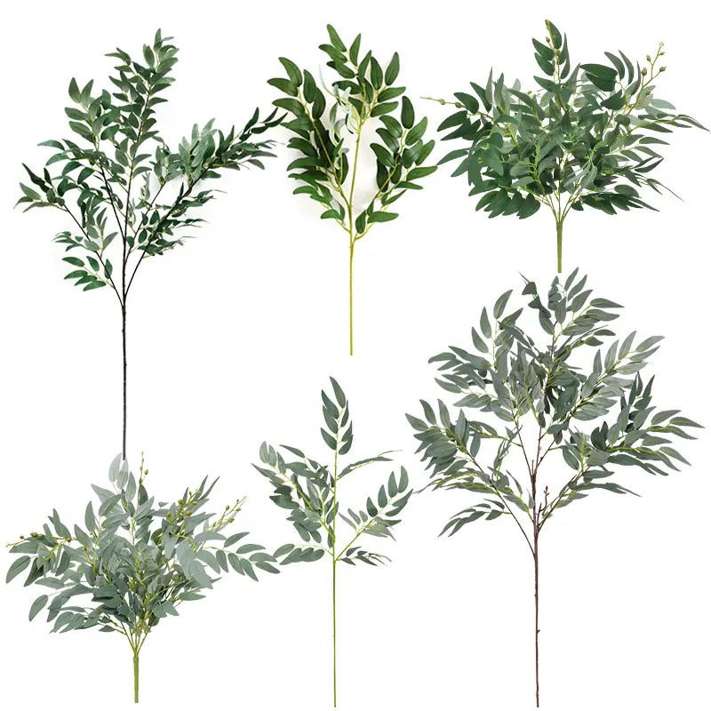 Cost Effective Green Plants Willow Branches and Leaves Artificial Willow Leaves Silk Flower