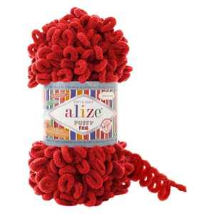 Alize PUFFY ผลิตภัณฑ์เส้นด้ายแฟนซีสีแดง56 - Product Image 1