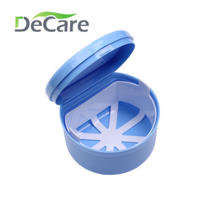 DeCare <b>Denture</b> Storage <b>Box</b> Blue Plastic With Inner Grid For Oral Care - Product Image 1