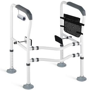 Barra de seguridad para baño, para inodoro, soporte para personas mayores, capacidad de carga de 250 kg, construcción de hierro con acolchado azul - Product Image 2