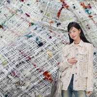 Tissu en tweed doux tissé en polyester teint en fil pour manteau, vente en gros