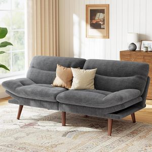 Sofá Cama de Pana, Sofá Convertible en Cama con Respaldo y Reposabrazos Ajustables para Apartamentos Pequeños, Sala de Estudio u Oficina - Product Image 1