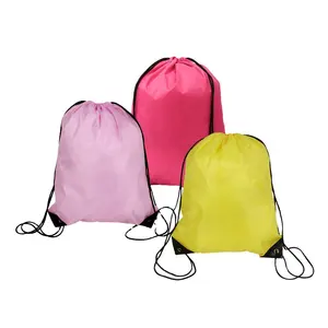 Sacs à dos de sport noirs imperméables de haute qualité en nylon 210D/420D, polyester, sacs de rangement à cordon