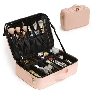 ST-003 2022 Großhandel Hochwertiges PU-Leder Tragbare große Kapazität Nail Art Toolbox Kosmetik Make-up Organizer Tasche Organizer