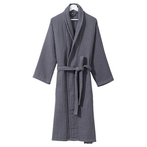 100% Cotton Four Seasons Extended Honeycomb <strong>Waffle</strong> Soft Bathrobe Sleep <strong>Robe</strong> For Home Wear Men And Women Hotel B&amp;B - Product Image 3