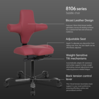 Silla de Oficina Ergonómica 8106, Taburete Giratorio Tipo Silla de Montar con Resorte de Gas de 210 mm, Base de Aleación de Aluminio, Sillas de Escritorio, Sillas de Oficina