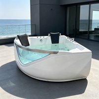 Baignoire balnéo ovale moderne en acrylique pour 2 personnes, 59 pouces, 8 jets, système de contrôle Balboa écologique, bain intelligent pour hôtel/villa/spa