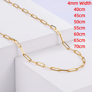 Collier ras du cou plaqué or 18 carats, chaîne trombone géométrique, maillons carrés aplatis de 4 mm, chaîne longue en acier inoxydable, style tendance - Product Image 1
