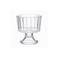 Bol à salade de fruits cannelé sur pied 280ml 94mm en verre transparent côtelé ODM OEM pour yaourt, fromage blanc, kiwi, mangue, agrumes, papaye
