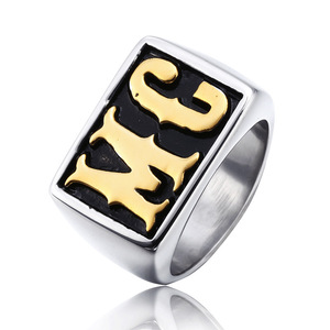 Bague en Acier Titane pour Homme, Style Hip Hop, Personnalisée, Simple, Large, Lettres Anglaises, Punk, Moto - Product Image 2