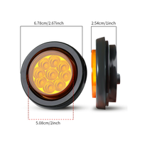 Feu de position latéral ambre 9 LED de 2,6 po, lampe de dégagement ronde stroboscopique 12-24 V pour camion et remorque
