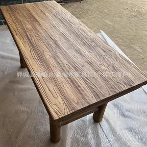 Mesa de madera de olmo estilo chino, rectangular, de madera maciza, tablero grande para uso en oficina. - Product Image 2