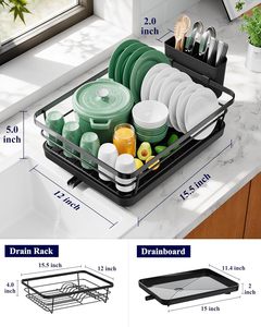 Estante organizador <span class=keywords><strong>de</strong></span> platos <span class=keywords><strong>de</strong></span> <span class=keywords><strong>cocina</strong></span> metálico desmontable <span class=keywords><strong>de</strong></span> 2 niveles con diseño giratorio para fregadero, escurridor <span class=keywords><strong>de</strong></span> platos y cuencos - Product Image 4