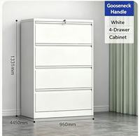 Archivador Vertical de Acero con 4 Cajones y Cerradura de Seguridad, Rieles con Rodamientos de Bolas para Almacenamiento de Documentos de Oficina