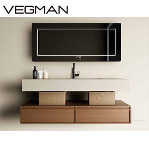 Lemari kamar mandi, Modern, untuk kamar mandi, Meja rias mewah, Set atas dengan cermin terpasang di dinding MDF - Product Image 5