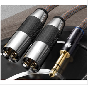 Adaptateur audio plaqué or 6,35 mm : XLR mâle vers double TRS 6,35 mm femelle pour console de mixage, microphone et moniteur audio - Product Image 1
