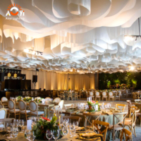 Décoration de plafond pour lieu de mariage, drapé de plafond en tissu multi-couches effet vague nuageuse pour salle de banquet