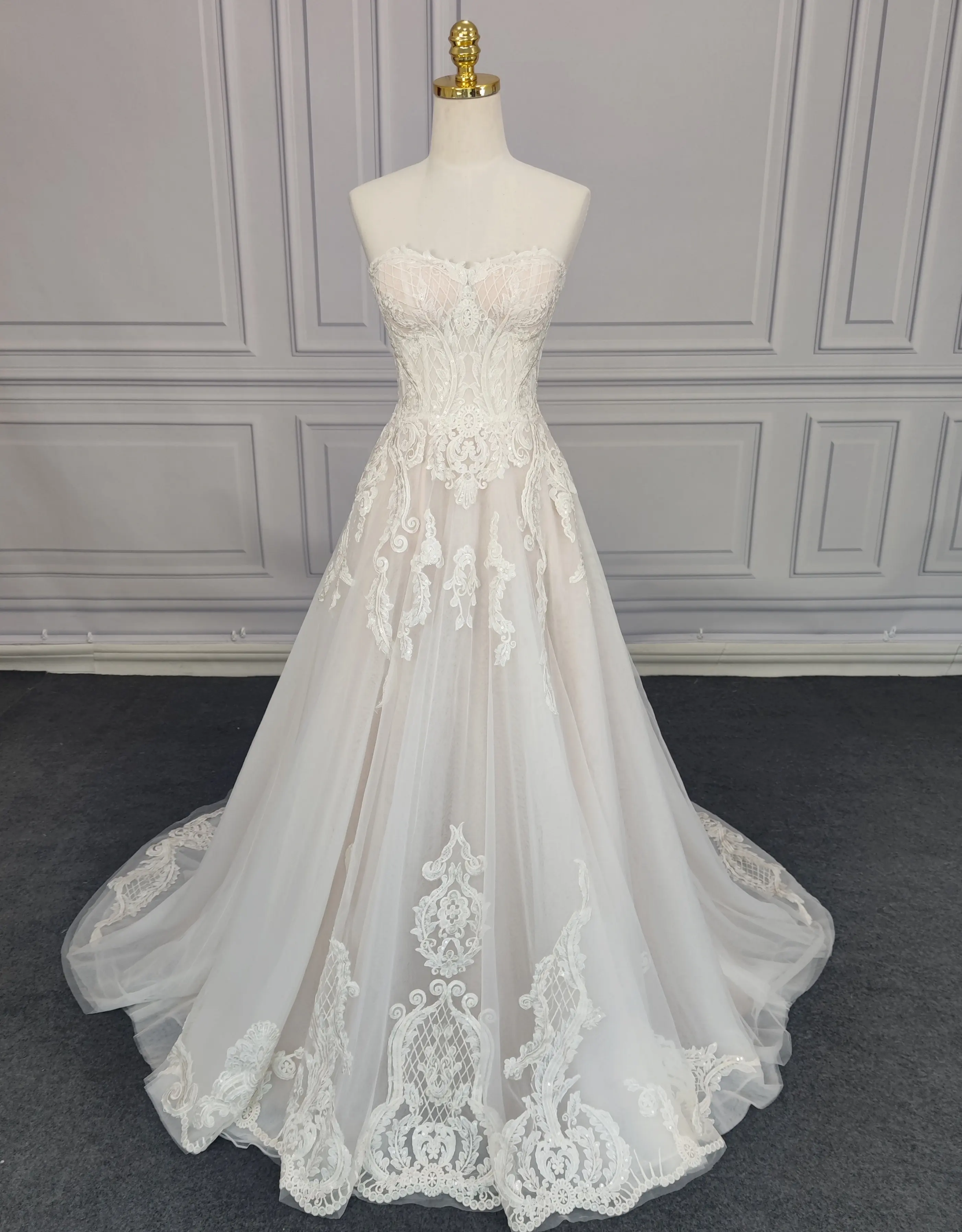 Simple chérie sans bretelles une ligne robe de mariée champagne 2023 vestido de novia