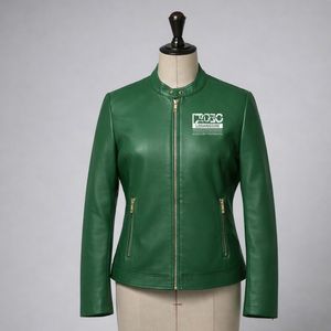 Iota phi Lambda sorority แจ็คเก็ตหนังสีเขียวพรีเมี่ยมพร้อมตัวอักษรกรีกสำหรับ IPL sorority & แจ็คเก็ตสมาชิกพี่น้องสำหรับผู้หญิง - Product Image 1