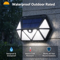 Lampe murale solaire LED 7 faces lumineuses avec 135 LED, détecteur de mouvement PIR, contrôle de la lumière, étanche IP65, certifiée CE FCC RoHS, pour clôture