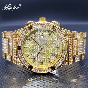 Reloj de Lujo Único para Hombre con Diamantes, Reloj Redondo Dorado con Esfera Personalizada, Reloj de Pulsera de Cuarzo de Lujo con Circonitas - Product Image 2