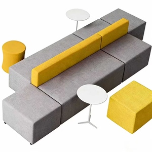 Sofá Cuadrado para Área de Descanso, Combinación de Sofás para Instituciones de Capacitación, Bancos, Hoteles, Salas de Espera, Sofá para Áreas Comerciales con Taburetes - Product Image 2