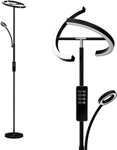 โคมไฟตั้งพื้นแบบหมุนได้สำหรับห้องนั่งเล่นห้องนอนโคมไฟตั้งพื้นแบบควบคุมระยะไกลโคมไฟ LED หรี่แสงได้ - Product Image 1