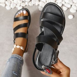 Chaussures plates d'été confortables pour femmes, idéales pour l'extérieur, avec semelle extérieure en caoutchouc, doublure en daim, semelle intermédiaire en éponge et tissu extensible – Vente en gros - Product Image 5