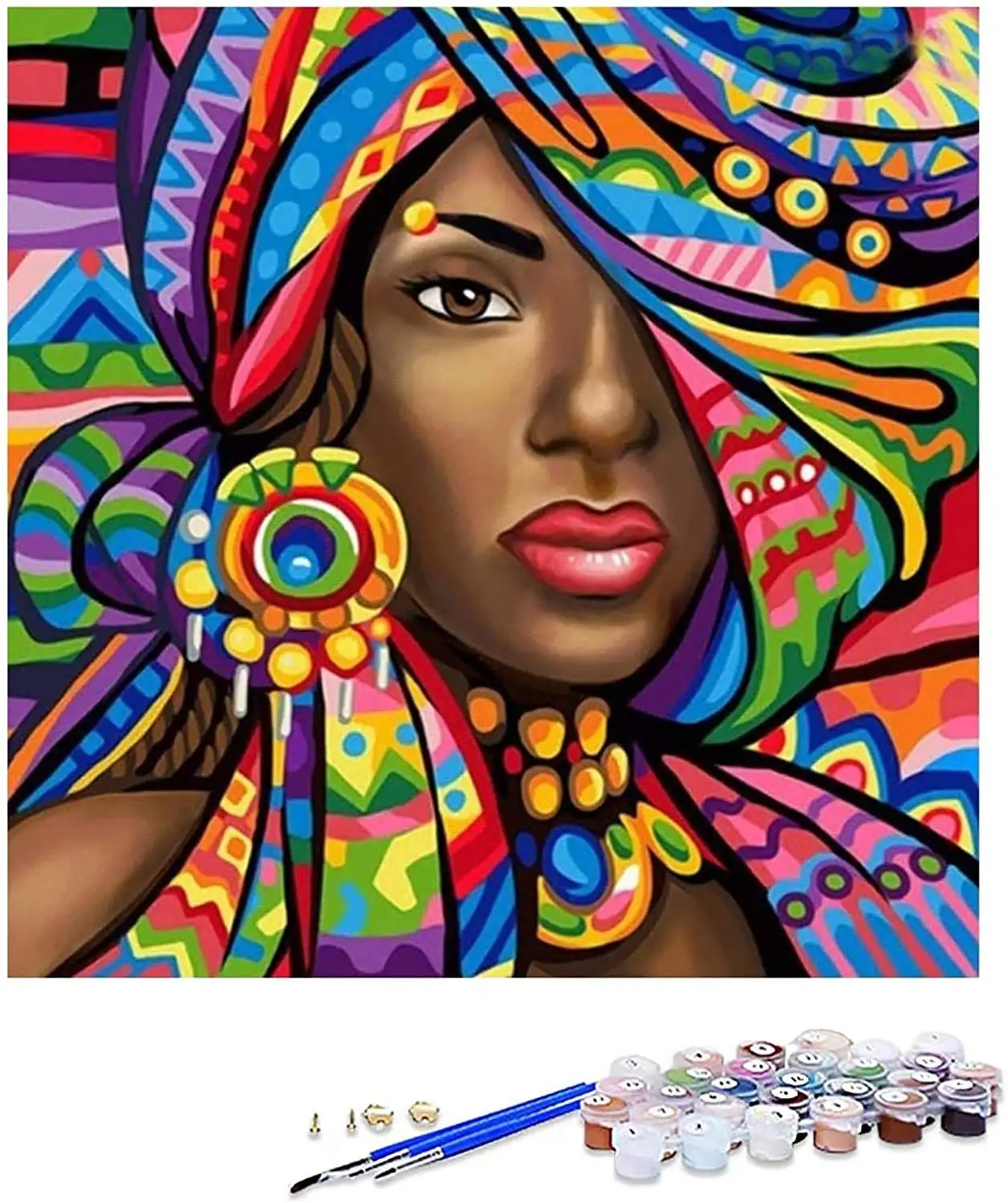 大人のための数字によるホットデザインのアクリル絵の具家の壁の装飾のためのアフリカ系アメリカ人のキャンバス絵画16x20インチ