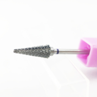 Fraise conique en carbure pour manucure, double coupe avec une spirale inclinée à flûte gauche, pour outils électriques de dépose