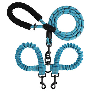Adjustable Reflective Two Hook Pet Dog Dual <b>Double</b> <b>Ended</b> <b>Leads</b> No Tangles Coupler 360 Degree Swivel Anti-tangle <b>Double</b> Dog Leash - Product Image 1