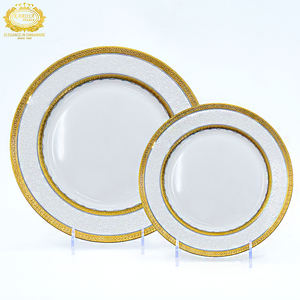 Karosa จานอาหารค่ำลายกระดูกจีนขนาด8นิ้ว10.5นิ้วขอบทองสำหรับร้านอาหารเกินมาตรฐานอาหารที่ผ่านการรับรอง - Product Image 1