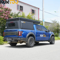 Caravana desplegable de aluminio Huntoo con techo rígido para camionetas, ideal para acampar en la montaña y viajar.