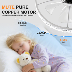 23.6inch Crystal Flush Mount <b>Ceiling</b> Fan with 3CCT LED <b>Light</b> APP <b>Remote</b> <b>Control</b> 6 Speed Reversible Quiet Fan for Bedroom, WHITE - Product Image 2