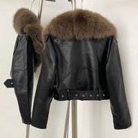 Bettergirl Nouveautés 2026 Veste en cuir d'agneau à col montant et taille cintrée