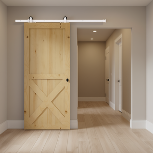 Kit de quincaillerie de montage pour porte coulissante intérieure 36 x 84 pouces, en bois massif, style rustique non fini - Product Image 3