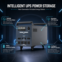 Station d'alimentation portable UPS 3000W, crête 6000W, batterie LiFePO4, 4500+ cycles, générateur solaire à onde sinusoïdale pure