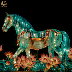 Lanterna del Festival di anno del cavallo cinese con la lanterna del fiore di loto SGL165 mostra di luce dello Zoo di festa - Product Image 5